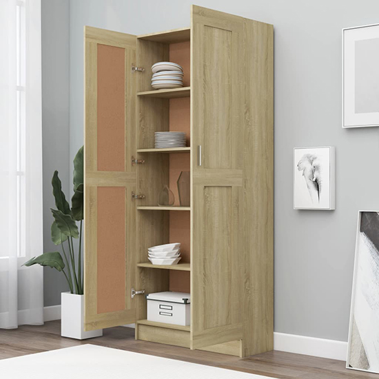 Nancia Wooden Wardrobe With 2 Doors In Sonoma Oak
