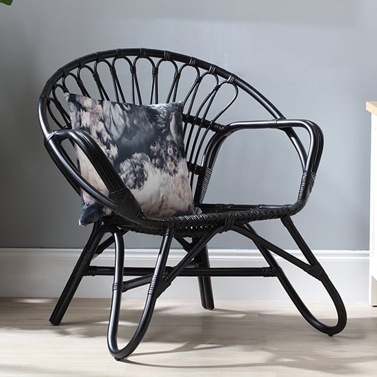 Product photograph of Nanding Rattan Accent Armchair In Black from Furniture in Fashion