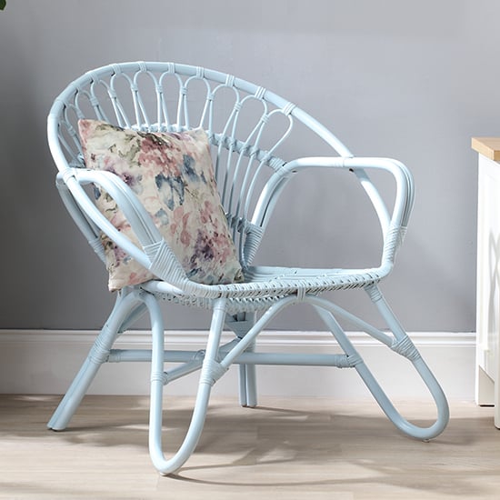 Product photograph of Nanding Rattan Accent Armchair In Blue from Furniture in Fashion