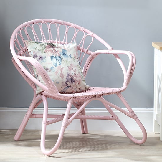 Product photograph of Nanding Rattan Accent Armchair In Pink from Furniture in Fashion