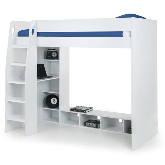 Naara Wooden Gaming Bunk Bed With Desk In White_2