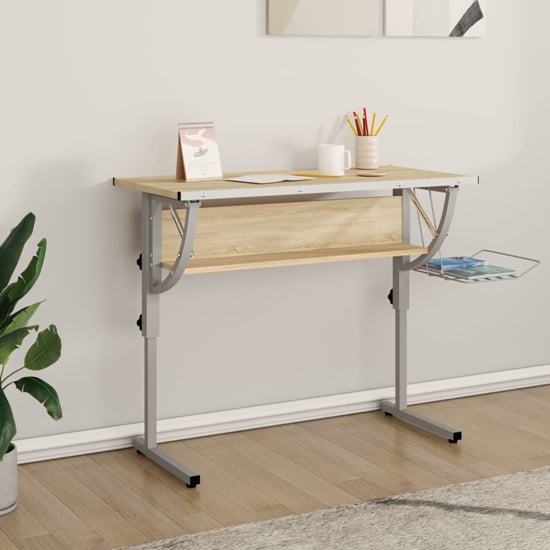 Product photograph of Nantwich Wooden Laptop Desk Adjustable In Sonoma Oak And Grey from Furniture in Fashion