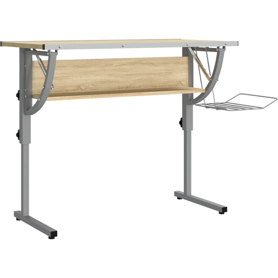 Nantwich Wooden Laptop Desk Adjustable In Sonoma Oak And Grey