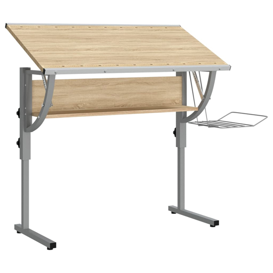 Nantwich Wooden Laptop Desk Adjustable In Sonoma Oak And Grey
