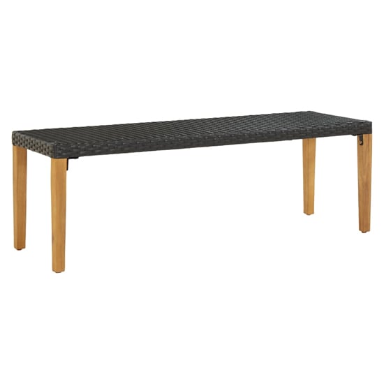 Photo of Naomi 80cm black poly rattan garden bench with wooden legs