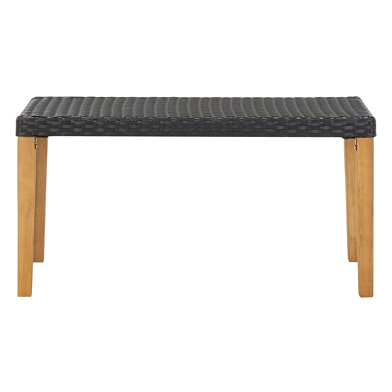 Naomi 120cm Black Poly Rattan Garden Bench With Wooden Legs