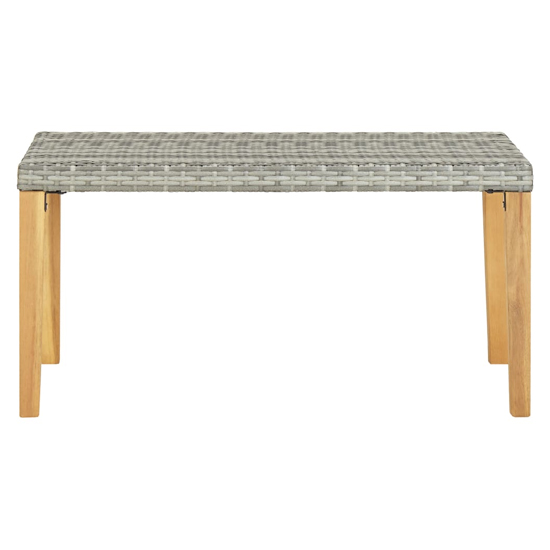Naomi 120cm Grey Poly Rattan Garden Bench With Wooden Legs