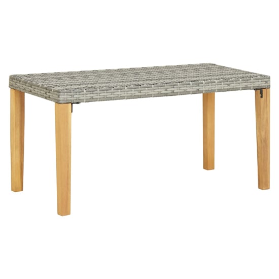 Photo of Naomi 120cm grey poly rattan garden bench with wooden legs