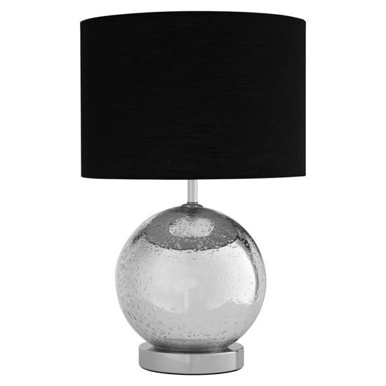 Photo of Naomic black fabric shade table lamp with chrome metal base