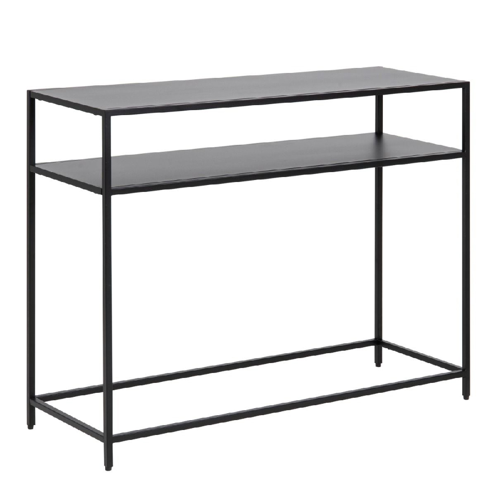 Napa Metal Console Table With Open Shelf In Matt Black