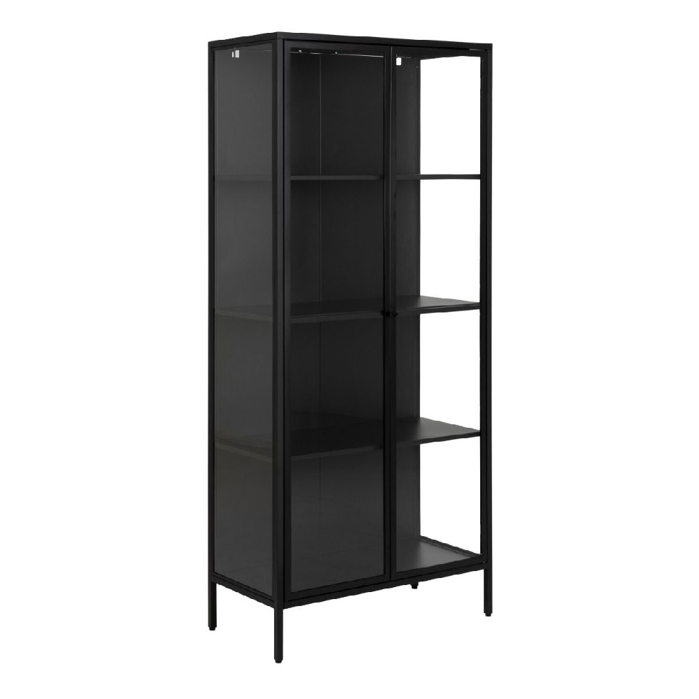 Napa Metal Display Cabinet With 2 Doors Tall In Matt Black