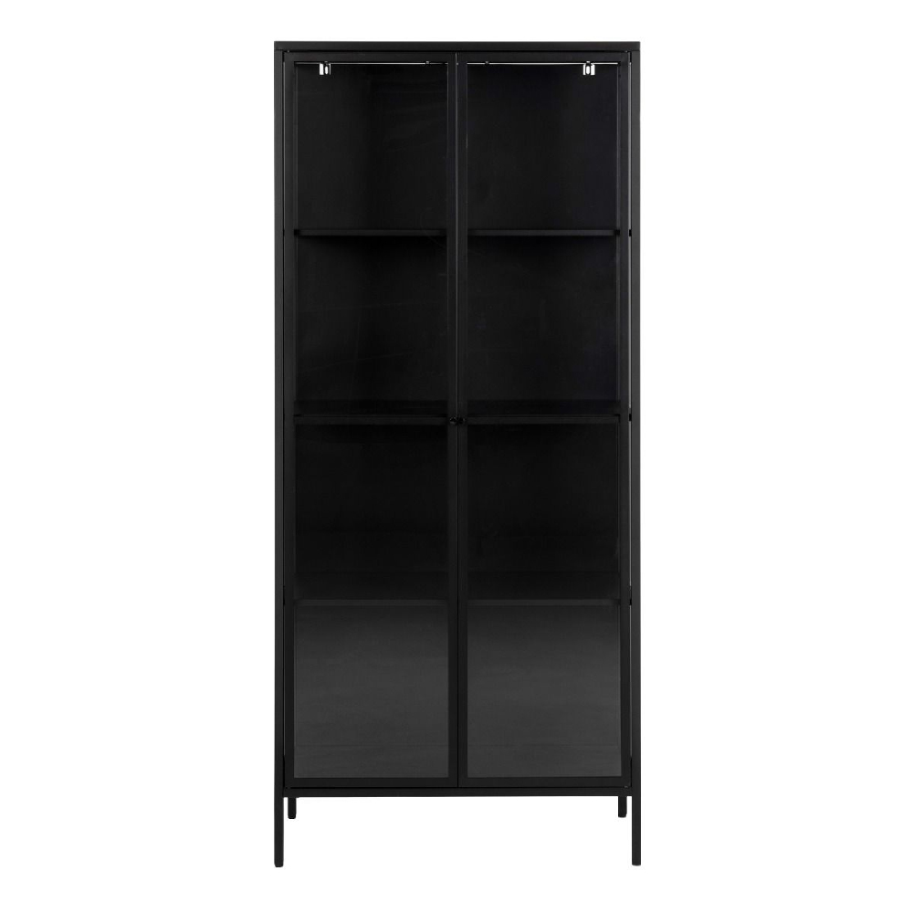 Napa Metal Display Cabinet With 2 Doors Tall In Matt Black