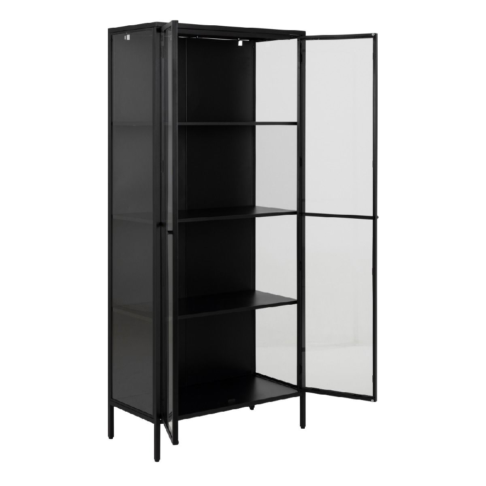 Napa Metal Display Cabinet With 2 Doors Tall In Matt Black