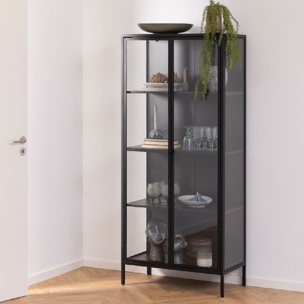 Read more about Napa metal display cabinet with 2 doors tall in matt black