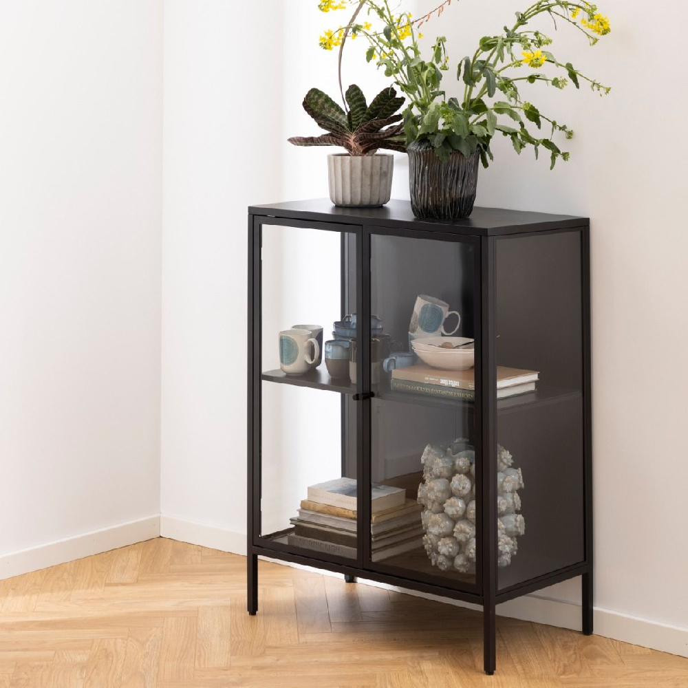 Read more about Napa metal display cabinet with 2 doors wide in matt black