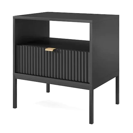 Photo of Napa wooden bedside cabinet with 1 door in matt black