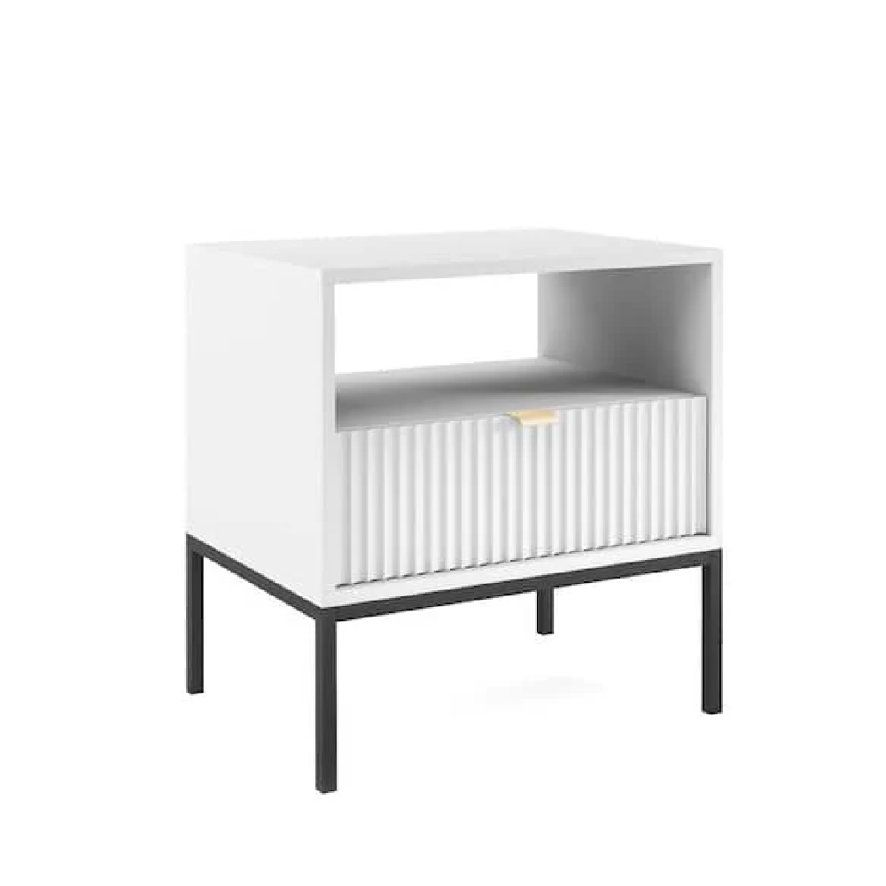 Napa Wooden Bedside Cabinet With 1 Drawer In Matt White