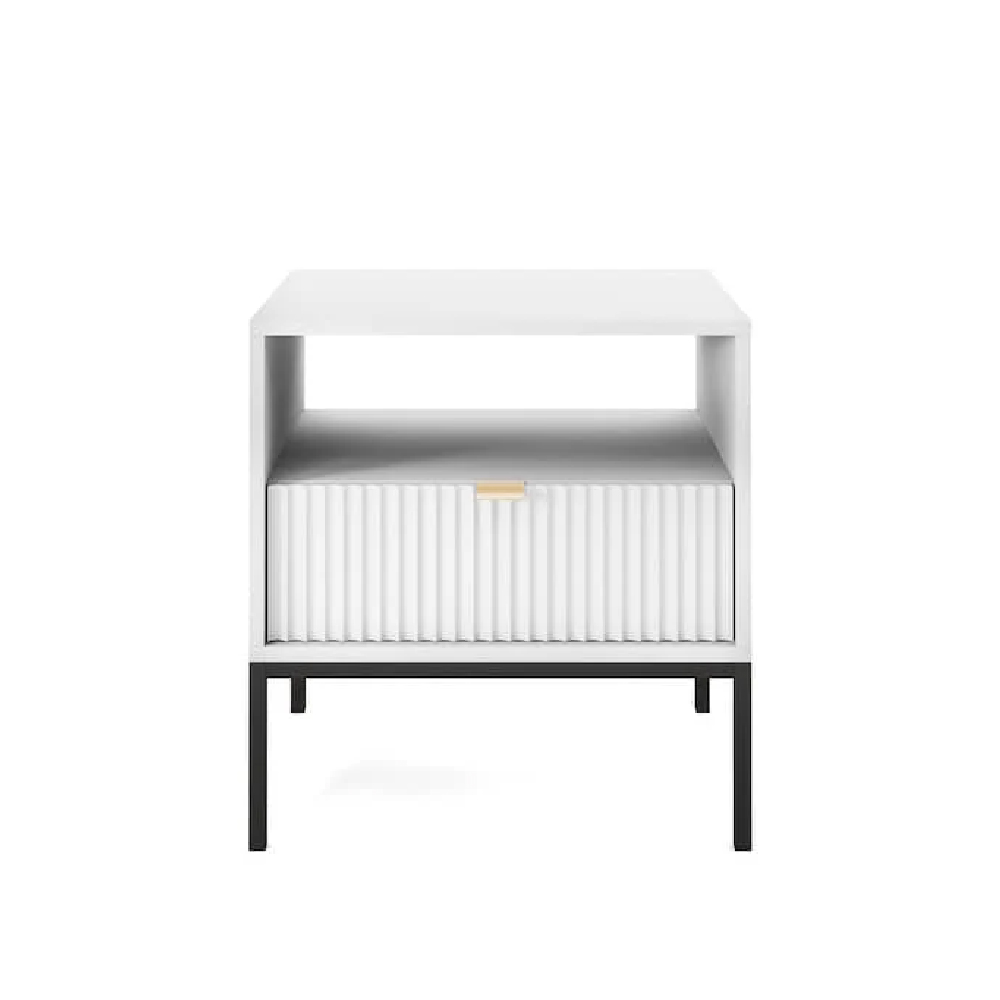 Napa Wooden Bedside Cabinet With 1 Drawer In Matt White