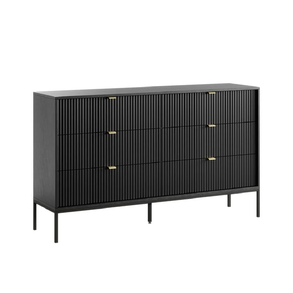 Napa Wooden Chest Of 6 Drawers In Matt Black