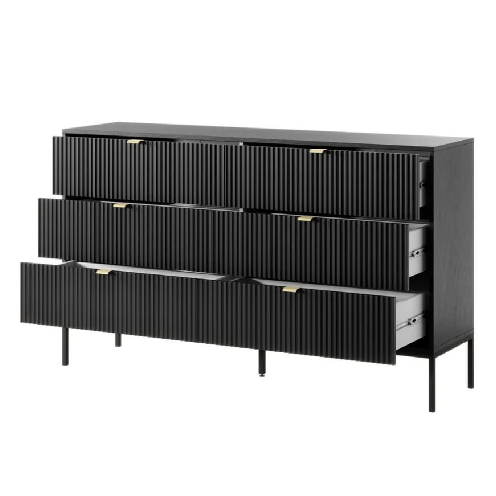 Napa Wooden Chest Of 6 Drawers In Matt Black