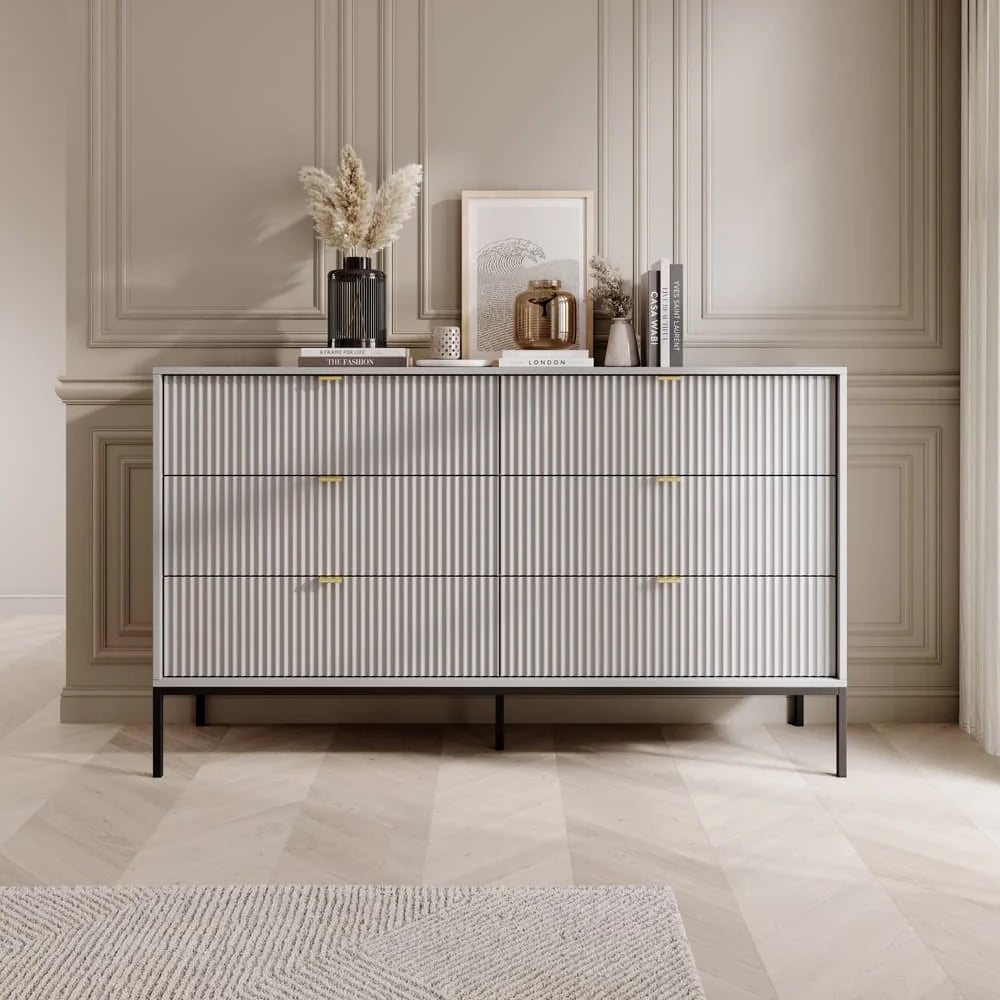 Read more about Napa wooden chest of 6 drawers in matt grey