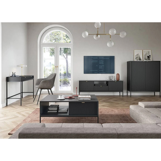 Napa Wooden Coffee Table With 1 Drawer In Matt Black