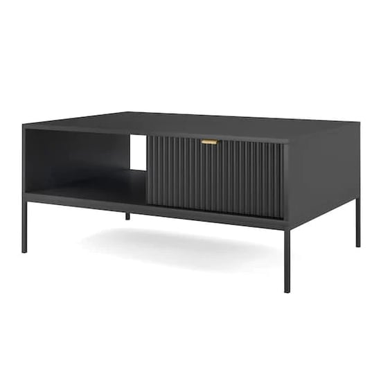 Photo of Napa wooden coffee table with 1 drawer in matt black