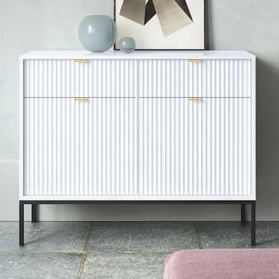 Product photograph of Napa Wooden Sideboard With 2 Doors 2 Drawers In Matt White from Furniture in Fashion