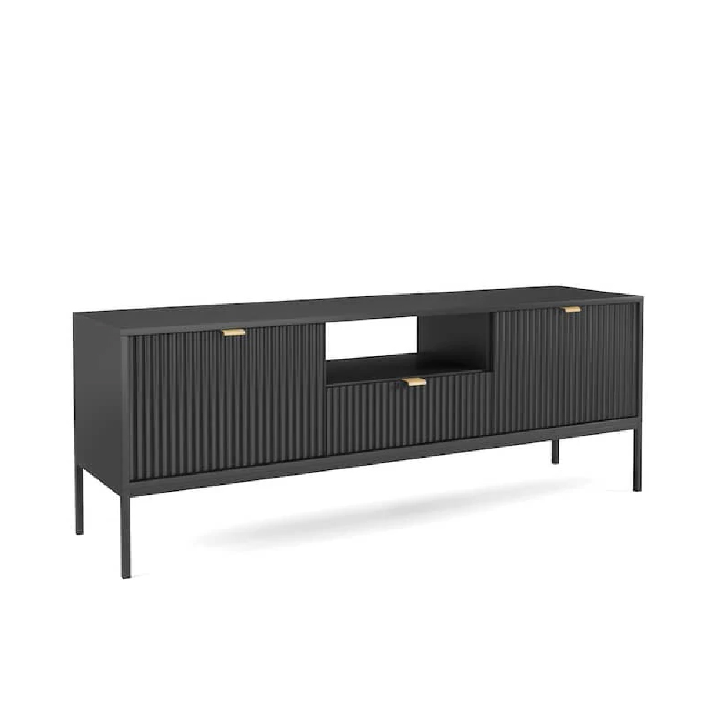Napa Wooden TV Stand With 2 Doors 1 Drawer In Matt Black