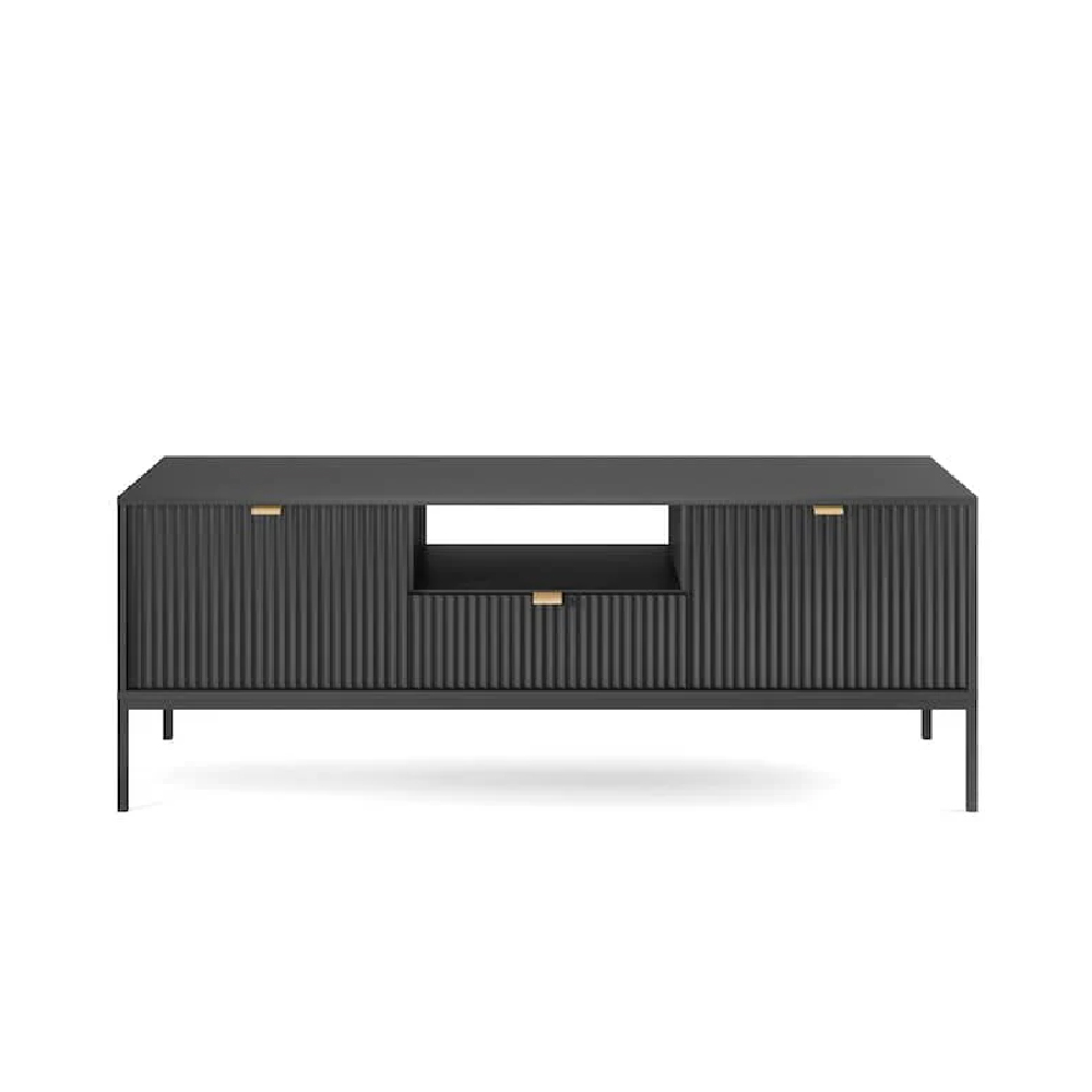 Napa Wooden TV Stand With 2 Doors 1 Drawer In Matt Black