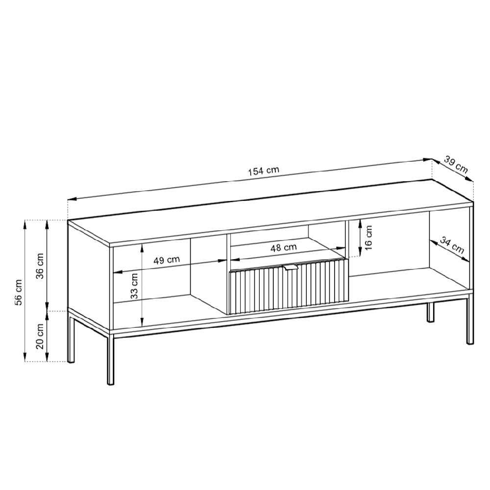 Napa Wooden TV Stand With 2 Doors 1 Drawer In Matt Black