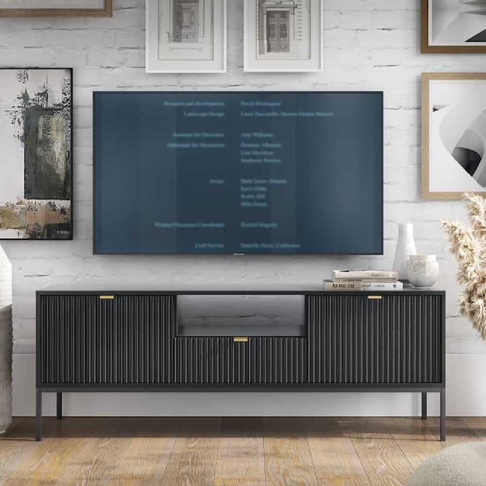 Read more about Napa wooden tv stand with 2 doors 1 drawer in matt black