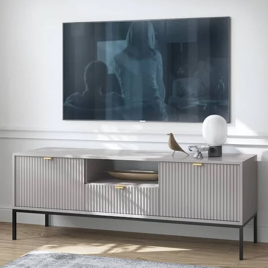Product photograph of Napa Wooden Tv Stand With 2 Doors In Matt Grey from Furniture in Fashion