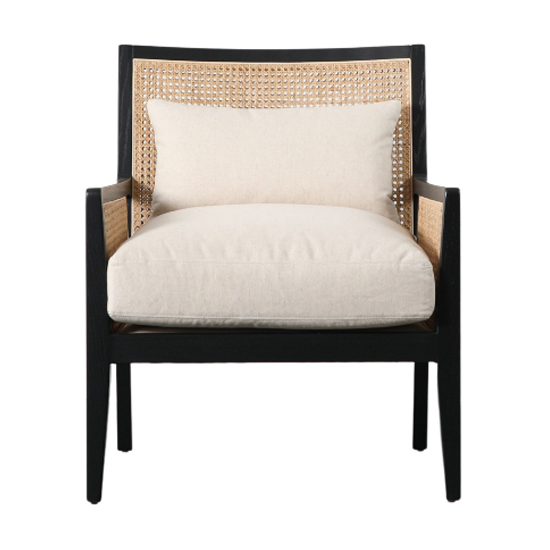 Naperville Wooden Armchair In Black And Cream