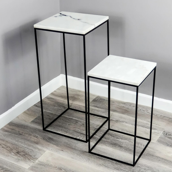 Napier Marble Top Set Of 2 Side Tables With Black Frame_2