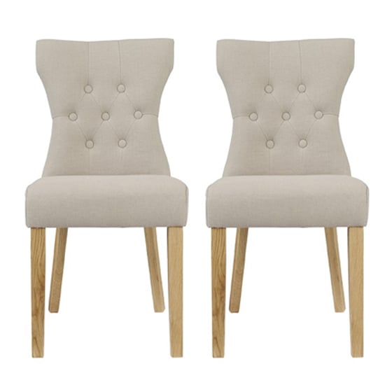Nefyn Beige Linen Fabric Dining Chairs In Pair