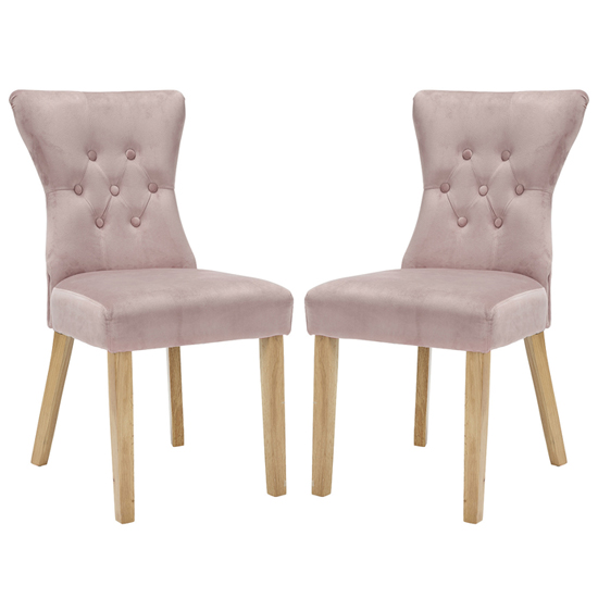 Nefyn Blush Pink Linen Fabric Dining Chairs In Pair