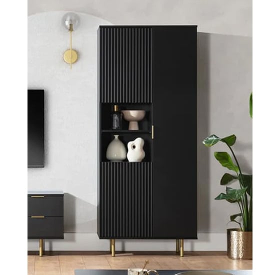 Naples Wooden Display Cabinet With 2 Doors In Black