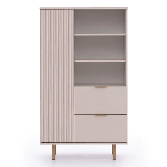 Naples Wooden Highboard With 1 Door 2 Drawers In Cashmere