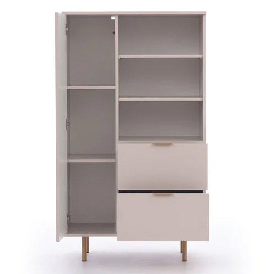 Naples Wooden Highboard With 1 Door 2 Drawers In Cashmere