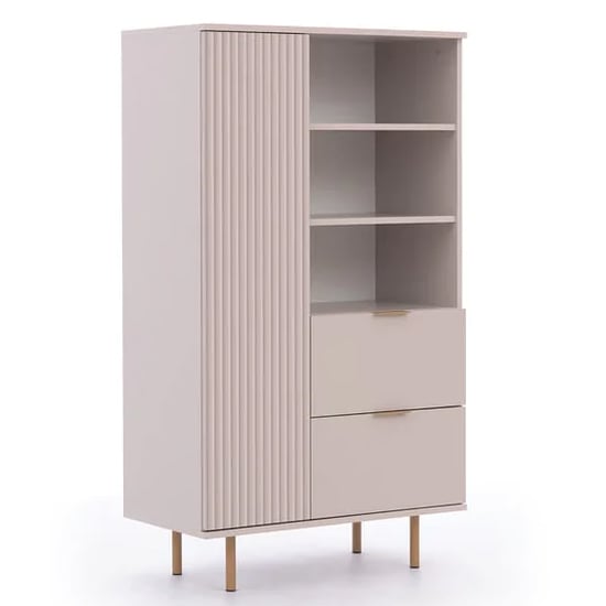 Product photograph of Naples Wooden Highboard With 1 Door 2 Drawers In Cashmere from Furniture in Fashion