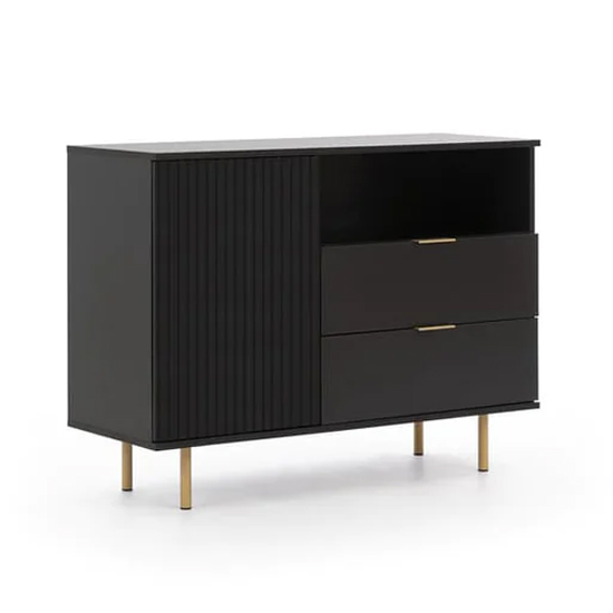 Naples Wooden Sideboard With 1 Doors 2 Drawers In Black