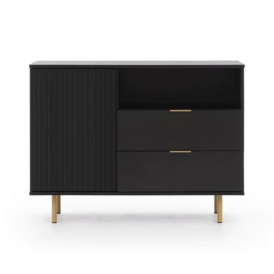 Naples Wooden Sideboard With 1 Doors 2 Drawers In Black