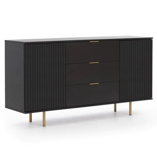Naples Wooden Sideboard With 2 Doors 3 Drawers In Black