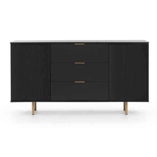 Naples Wooden Sideboard With 2 Doors 3 Drawers In Black