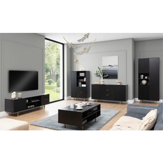 Naples Wooden Sideboard With 2 Doors 3 Drawers In Black
