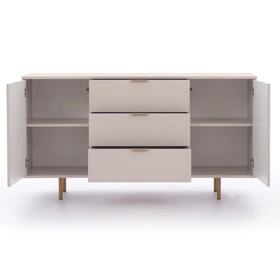 Naples Wooden Sideboard With 2 Doors 3 Drawers In Cashmere