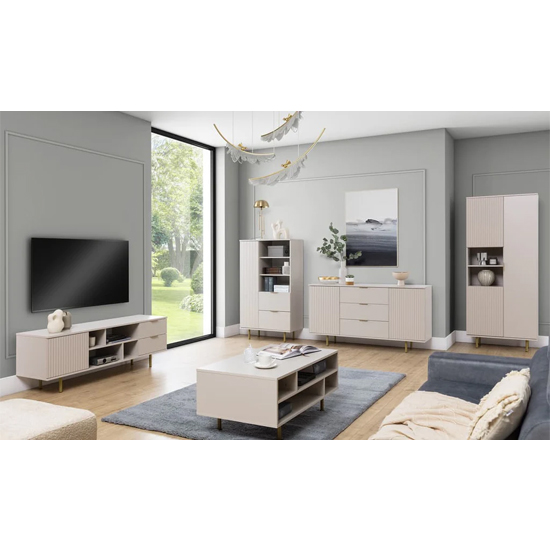Naples Wooden Sideboard With 2 Doors 3 Drawers In Cashmere