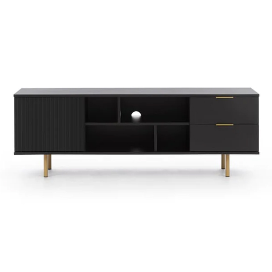 Naples Wooden TV Stand With 1 Door 2 Drawers In Black