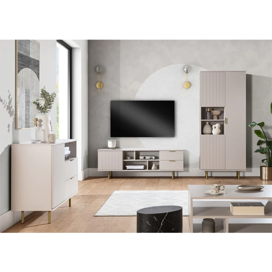 Naples Wooden TV Stand With 1 Door 2 Drawers In Cashmere
